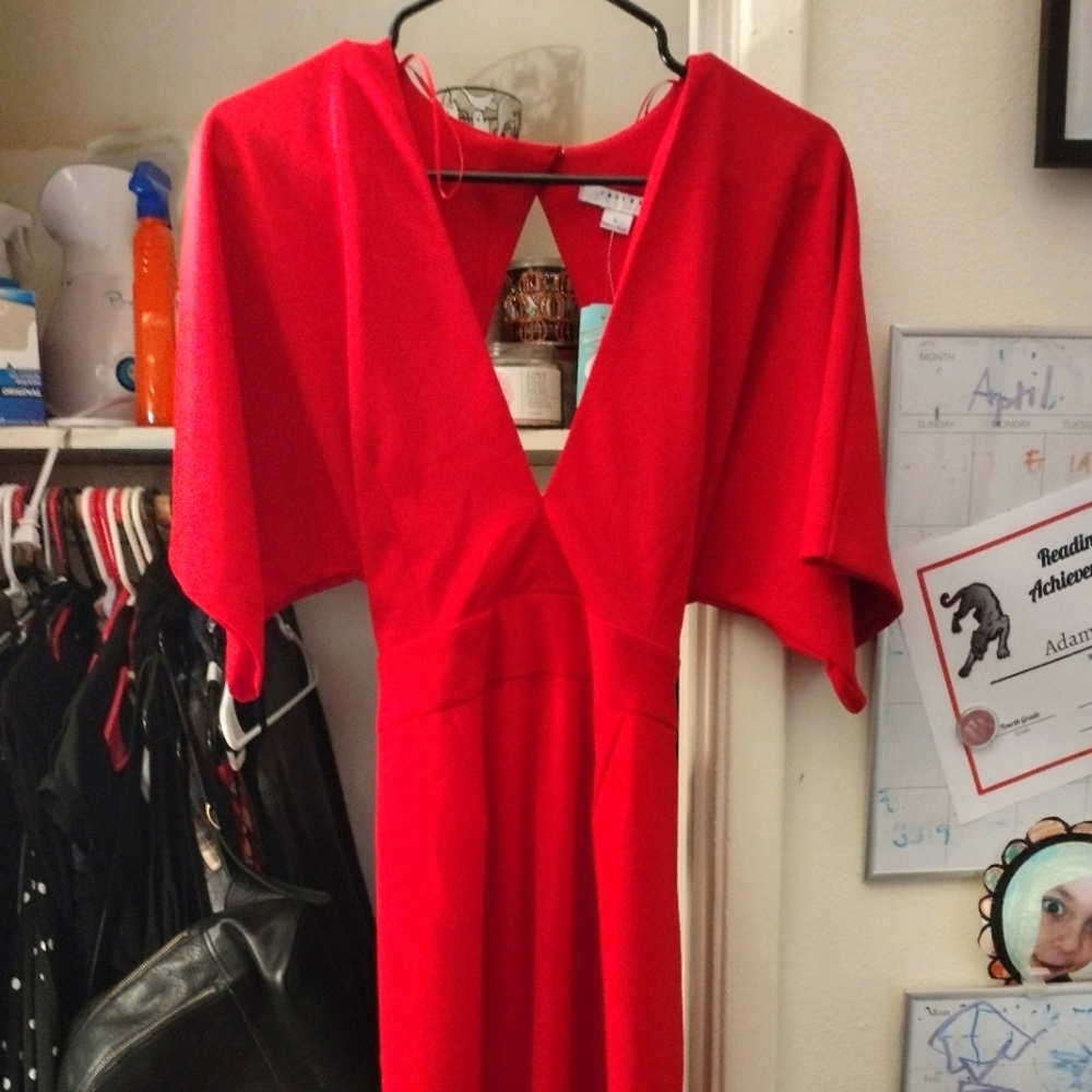 Red dress up to knee